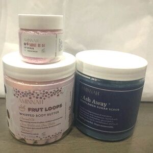 Aminnah Body Scrub, Lip Scrub & Body Butter 3 Piece Bundle Set